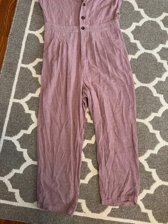 Free People Margot Short Sleeve Linen Coverall size medium - Picture 5 of 9